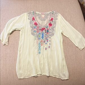 Embroidered Light Green Tunic Top